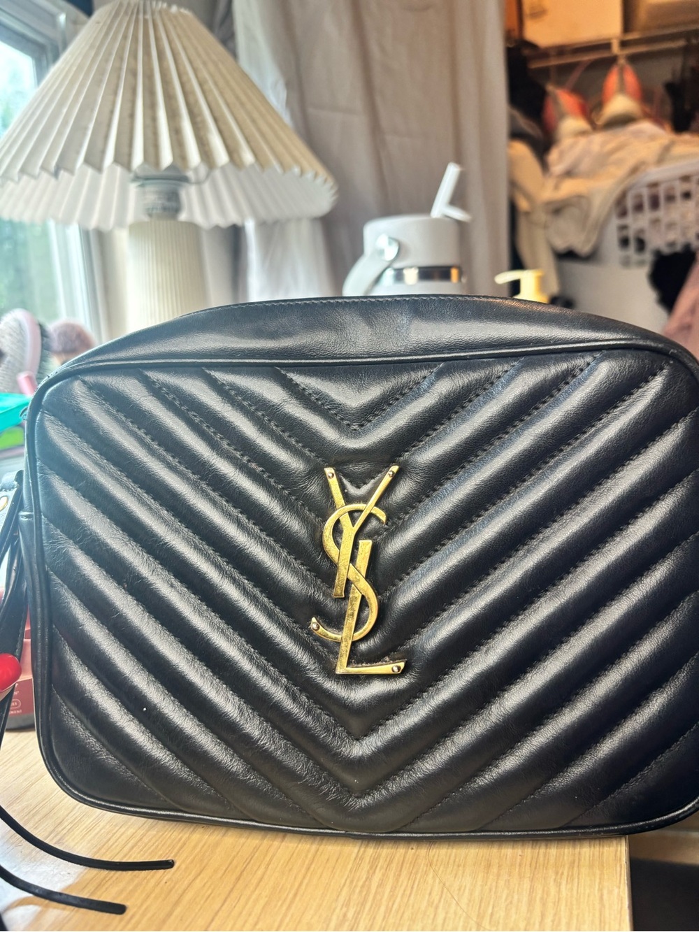 Yves Saint Laurent Black Leather Pouch with Gold Logo - Picture 3 of 12